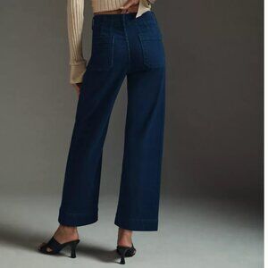 The Colette Cropped High-Rise Wide-Leg Jeans by Maeve, DENIM DARK size 28